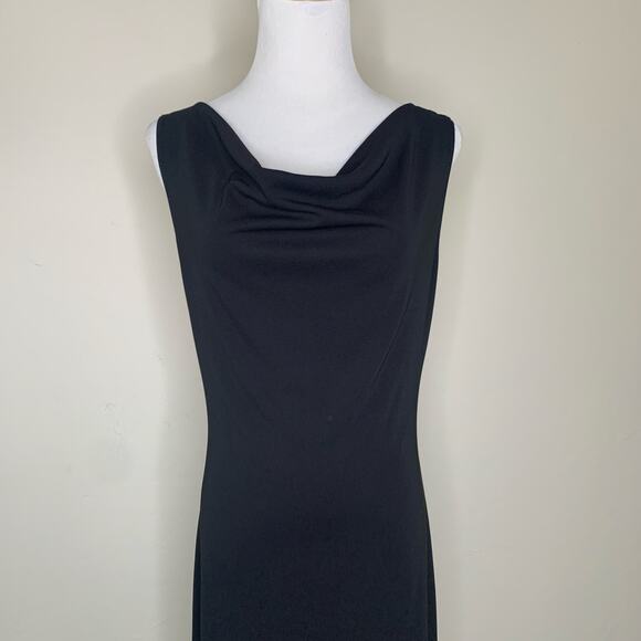 French Curve Black Draped Neck Back V Neck Sz Large - Picture 5 of 10